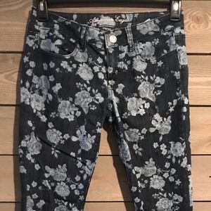 🌹 rose print skinny denim